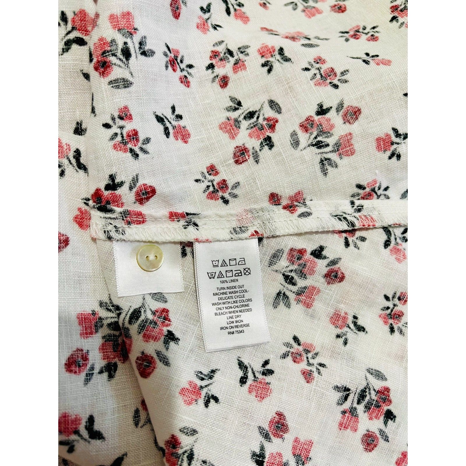 Cynthia Rowley Linen Dress Maxi Cottage Roses Classic Summer Vacation Women 8 — image 7 of 8